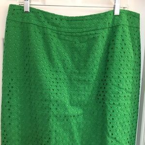 Kelly green eyelet skirt